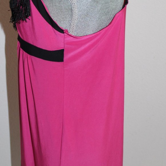 Secret Treasures Nightie Pink w Black Fringe,Sz LG - Picture 3 of 5